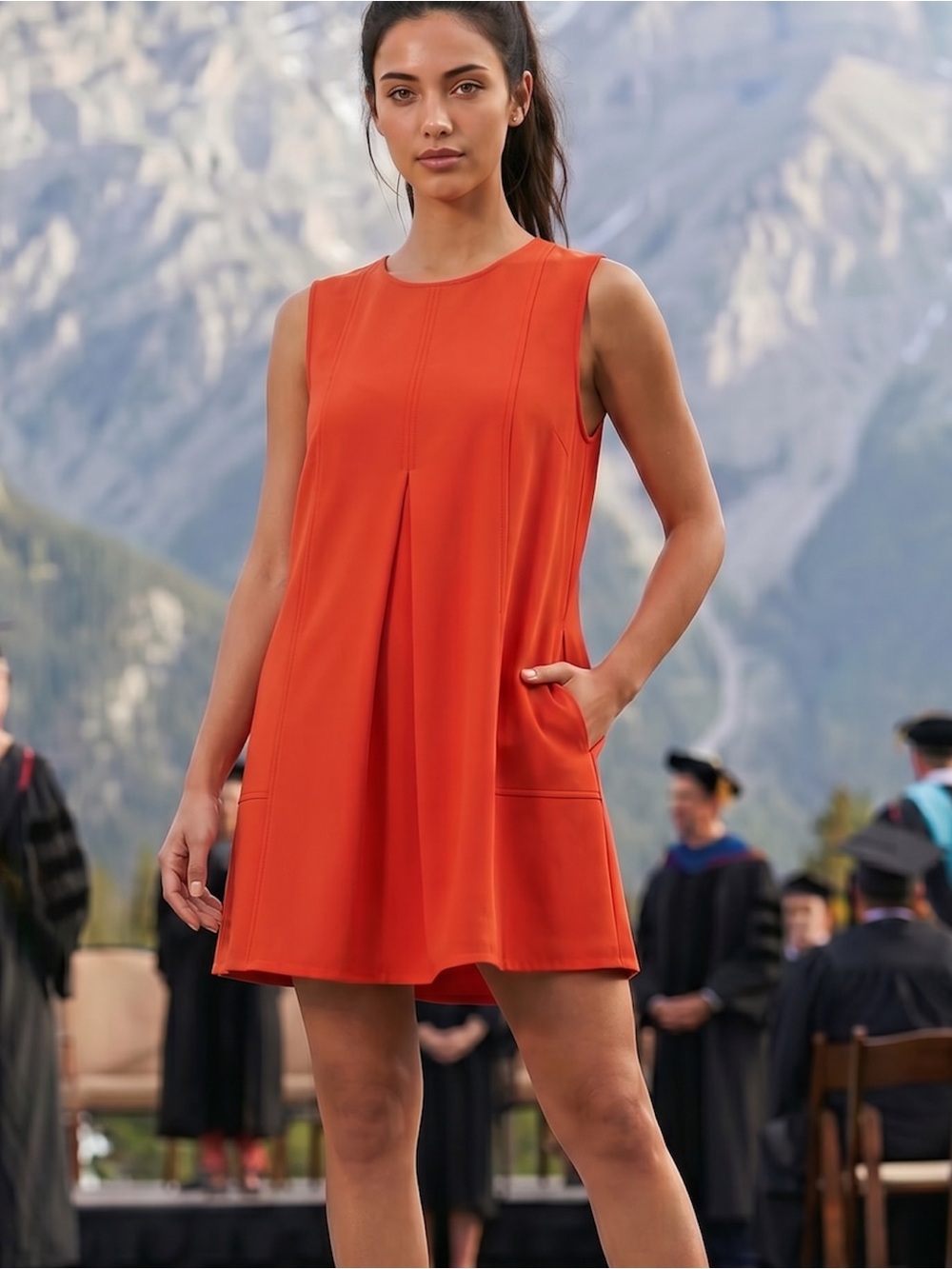 Maeve Anthropologie Structured Swing Mini Tank Dress Spring Vibrant Orange XSP